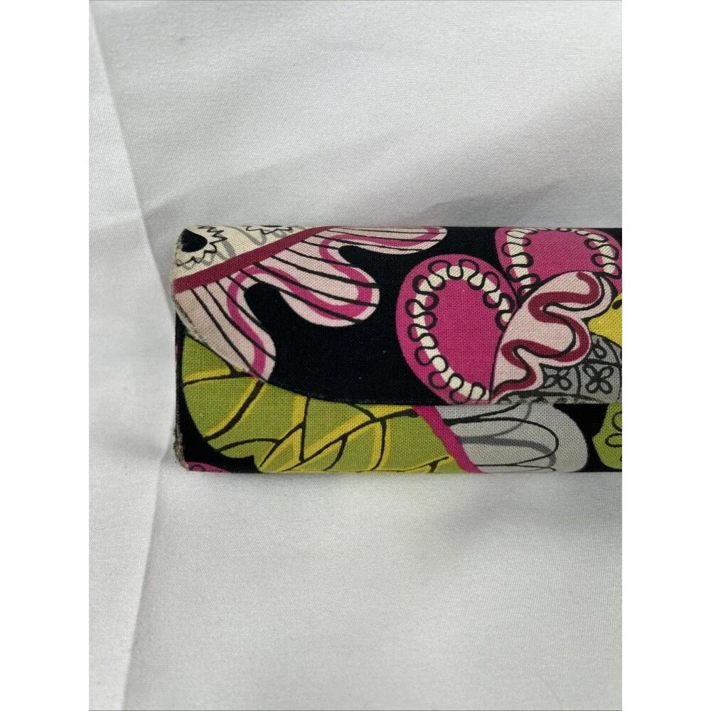 Vera Bradley Glasses Case Paisley Floral Print Black Pink
